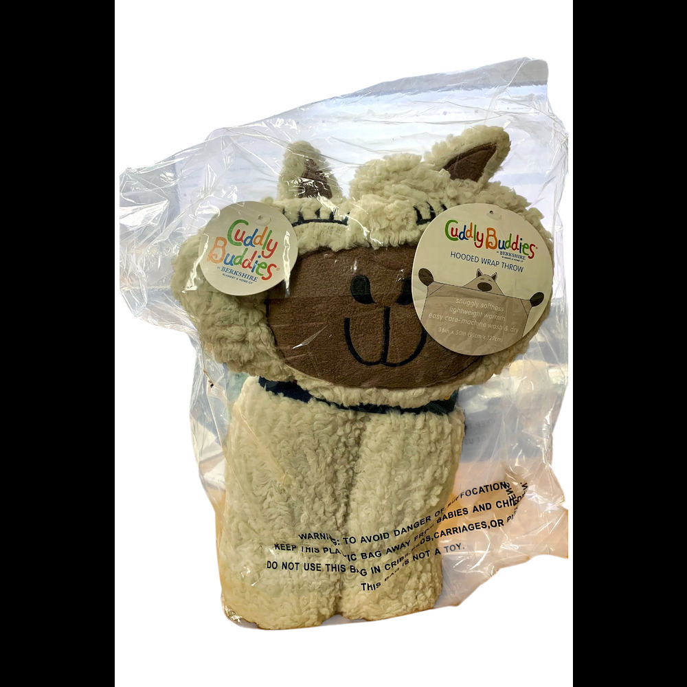 Berkshire Blanket Cuddly Buddy Plush Hooded Character Throw Llama
